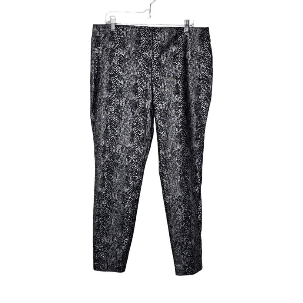 INC International Concepts Snake Print Pull On Pants Black Gray Size 18